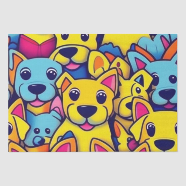 Viele gelbe Hunde Seidenpapier (Vorderseite)