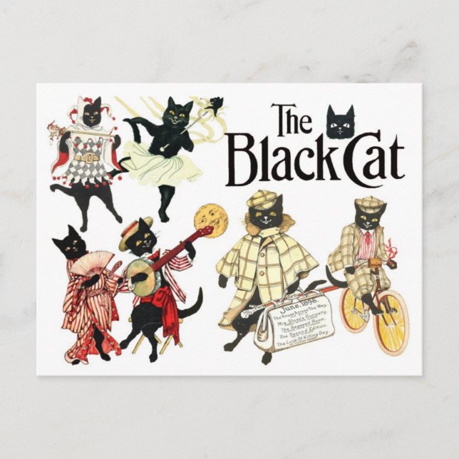 Viele Gesichter der schwarzen Katze Postkarte (Vorderseite)