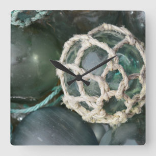 Viele Glasfischerei schwimmt, Alaska Quadratische Wanduhr