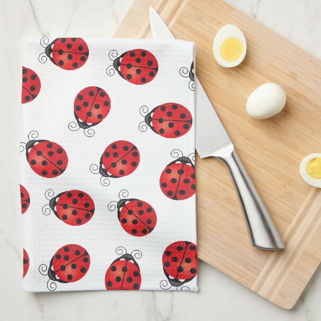 Viele glückliche Ladybugs Geschirrtuch (Viertel Falte)
