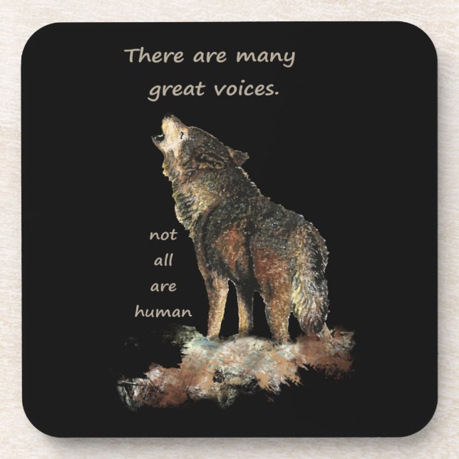 Viele große Stimmen Inspiration Wolf Zitat Kunst Getränkeuntersetzer (Vorderseite)