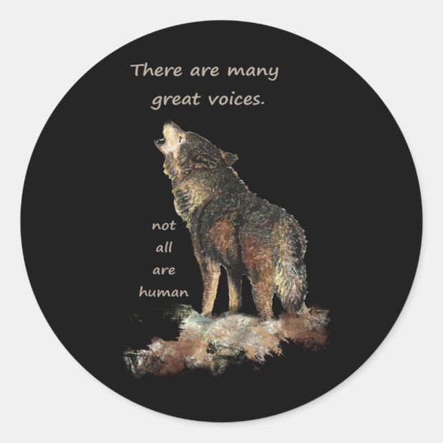 Viele große Stimmen Inspiration Wolf Zitat Kunst Runder Aufkleber (Vorderseite)