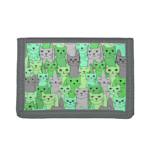 Viele grüne Katzen Design Wallet Trifold Geldbörse