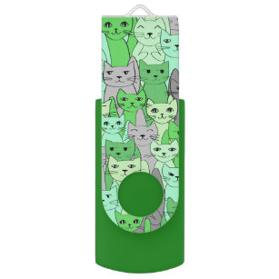 Viele grüne Katzen entwerfen USB-Flash-Laufwerk USB Stick