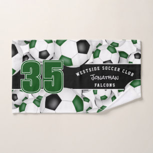 Viele grüne schwarze Mannschaftsfarben Fußball-Bäl Handtuch