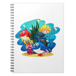 Viele Haie unter Wasser Cartoon-23986 Notizblock