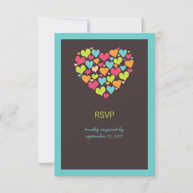 Viele Herz-Hochzeit-RSVP-Karte RSVP Karte (Vorderseite)