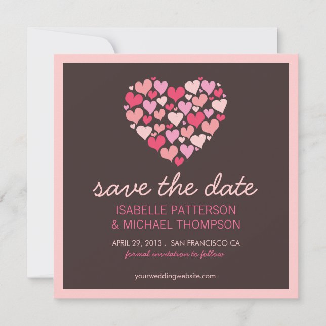 Viele Herz-Liebe-Ankündigung Datum freihalten Save The Date (Vorderseite)