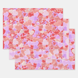 Viele Herzen in 3D-Optik - Geschenkpapier Set