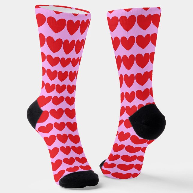 Viele Herzen, Rosa und Rot Socken (Gewinkelt)