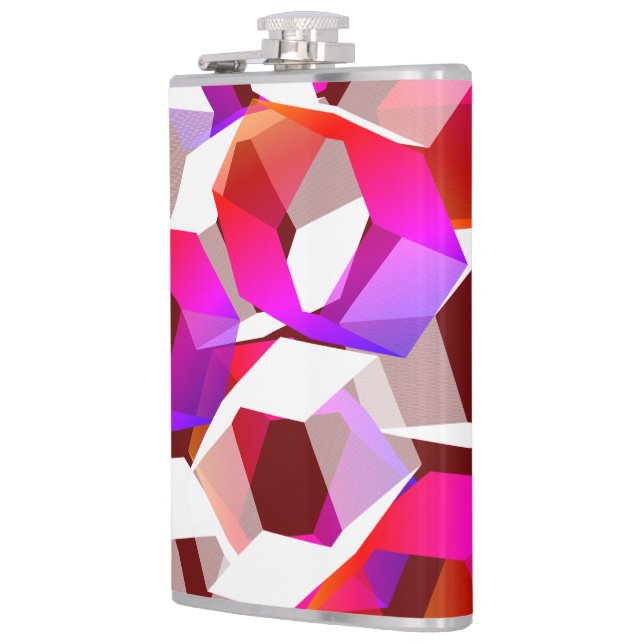 Viele Hexagons mit dunkelrotem Hintergrund Flachmann (Links)