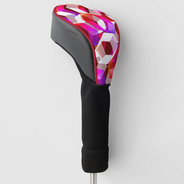 Viele Hexagons mit dunkelrotem Hintergrund Golf Headcover (angewinkelt)