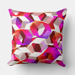 Viele Hexagons mit dunkelrotem Hintergrund Kissen
