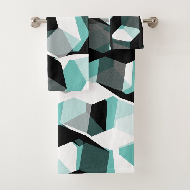 Viele Hexagons mit farblosen Teilen, auf leicht aq Badhandtuch Set (Insitu)
