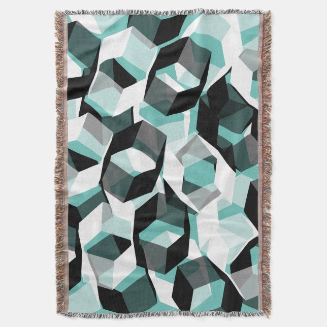 Viele Hexagons mit farblosen Teilen, auf leicht aq Decke (Vorderseite Vertikal)