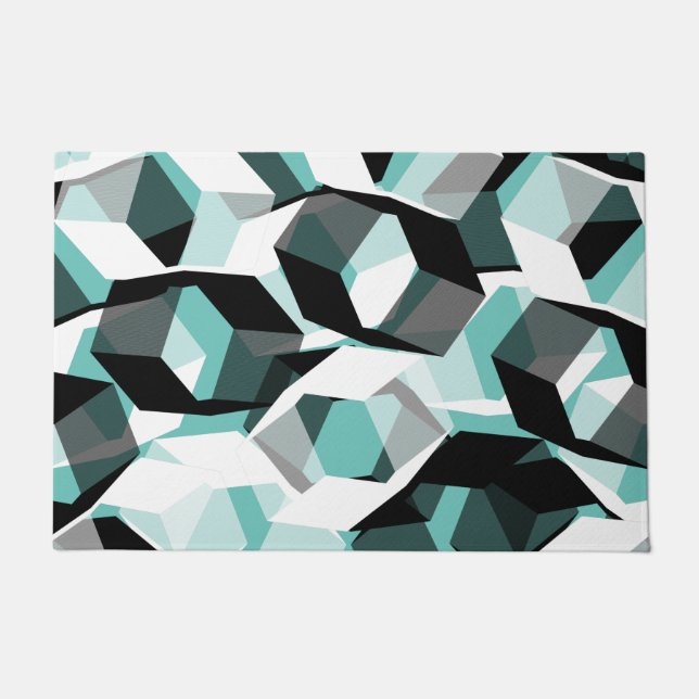 Viele Hexagons mit farblosen Teilen, auf leicht aq Fußmatte (Vorderseite)