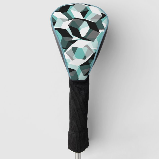 Viele Hexagons mit farblosen Teilen, auf leicht aq Golf Headcover (Vorderseite)