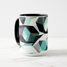 Viele Hexagons mit farblosen Teilen, auf leicht aq Tasse