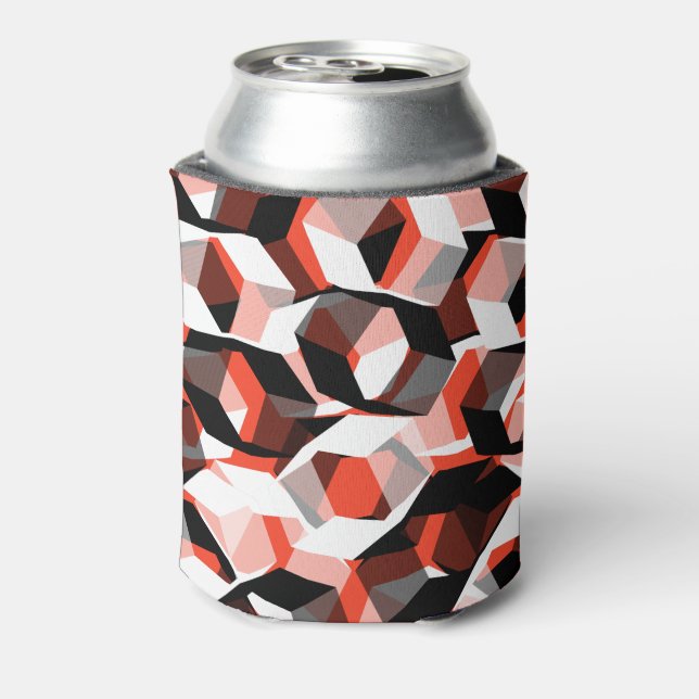 Viele Hexagons mit verfärbten Teilen in hellrot Dosenkühler (Kanne Rückseite)