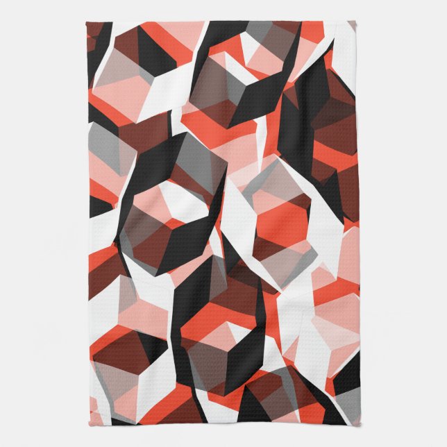 Viele Hexagons mit verfärbten Teilen in hellrot Geschirrtuch (Vertikal)