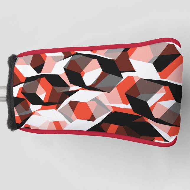 Viele Hexagons mit verfärbten Teilen in hellrot Golf Headcover (Vorderseite)