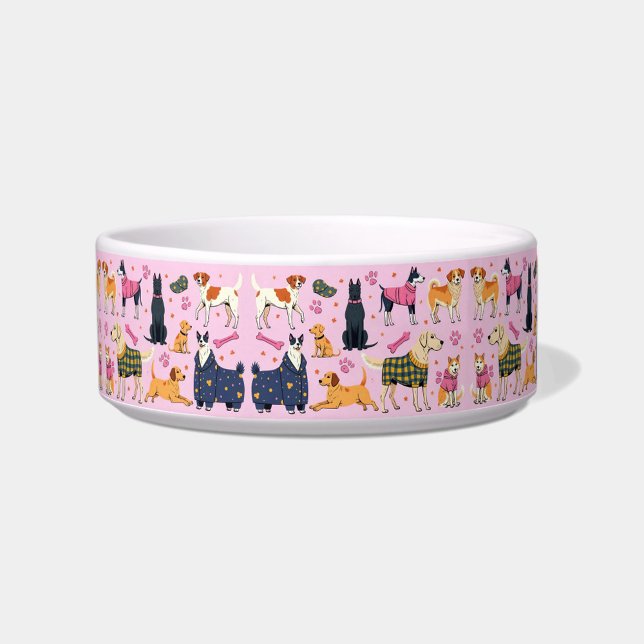 Viele Hunde Napf (Many Dogs Pink Background Dog Bowl!)