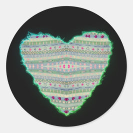 Viele Jolly Happy Green und Pink Hearts Runder Aufkleber
