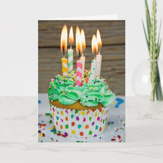 viele Kerzen zum Geburtstag Kuchen Karte (Vorderseite)