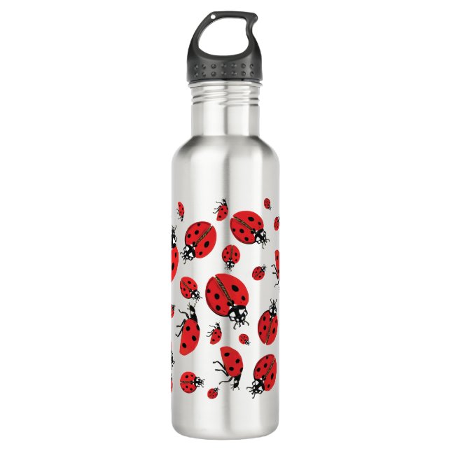 Viele Ladybugs Lucky Pattern Edelstahlflasche (Vorderseite)