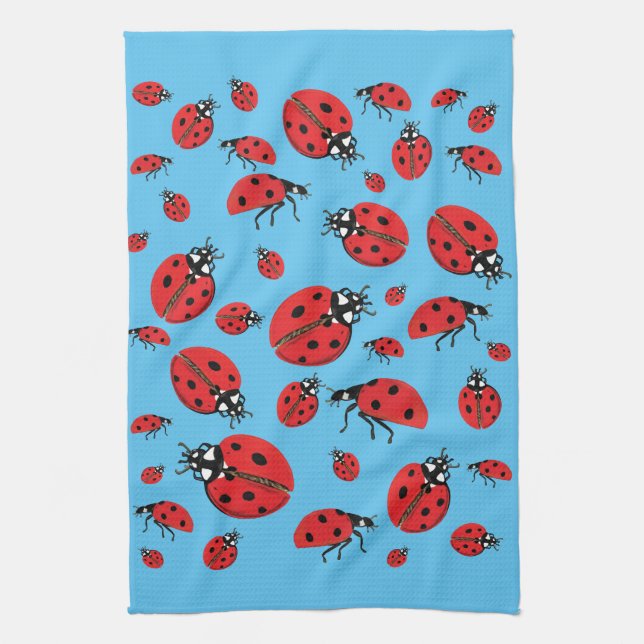 Viele Ladybugs Lucky Pattern Geschirrtuch (Vertikal)
