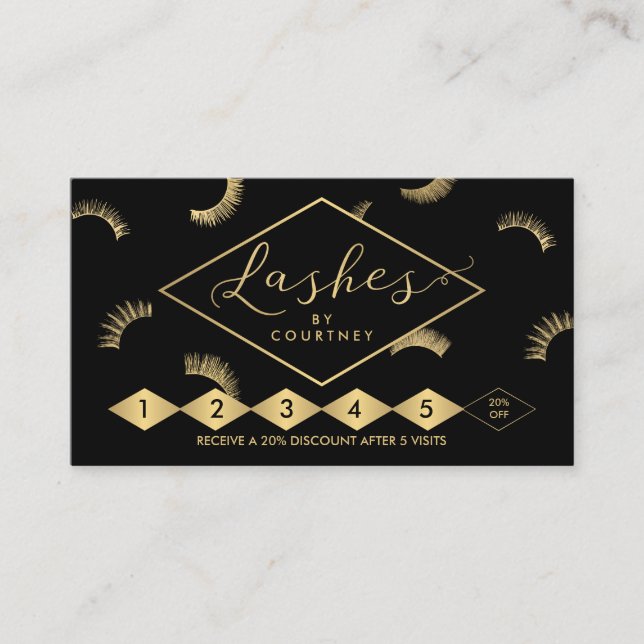 Viele Lashes Lash Salon Black/Gold Loyalty Card Treuekarte (Vorderseite)