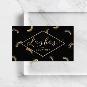 Viele Lashes Muster Lash Salon Schwarz/Gold Visitenkarte