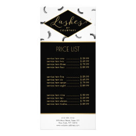 Viele Lashes Muster Lash Salon Weiß/Schwarz/Gold Werbekarte