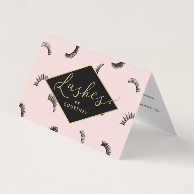 Viele Lashes Salon Pink/Black Aftercare Visitenkarten (Vorderseite)