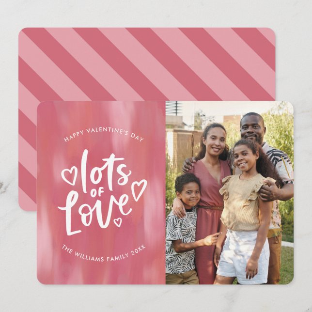 Viele Liebe Valentinstag Familie Foto Dankeskarte (Vorne/Hinten)