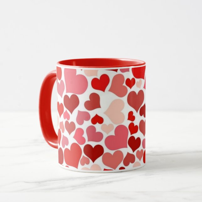 Viele Lieben Herz Mosaik Tasse (Vorderseite Links)
