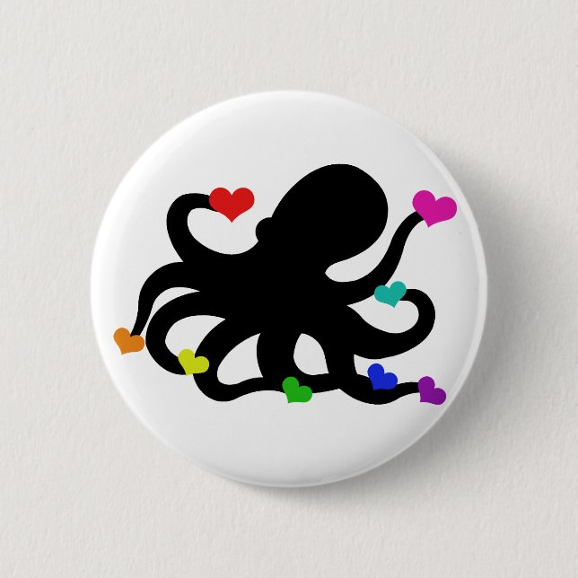 Viele Lieben Herz und Krake Kunstdesign Button (Vorderseite)