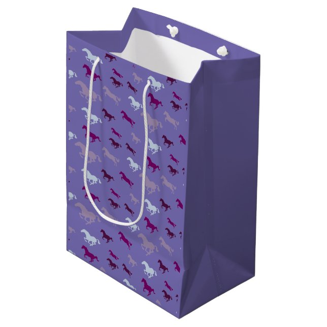 Viele Lila Pferde gestalten Geschenktasche Mittlere Geschenktüte (Vorderseite Schrägansicht)