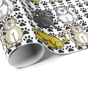 Viele lustige Katzen und Paw Prints Geschenkwrap Geschenkpapier
