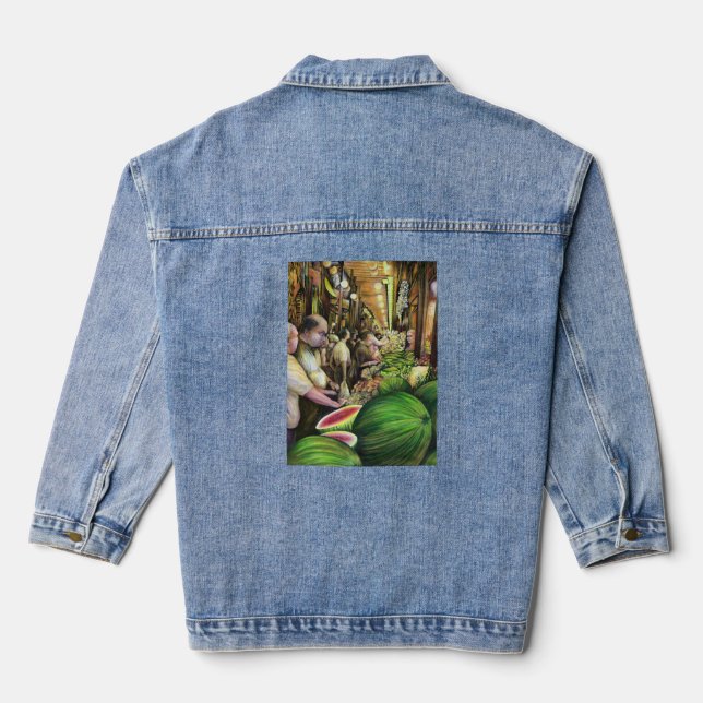 Viele Männer, viele Melonen Jeansjacke (Rückseite)