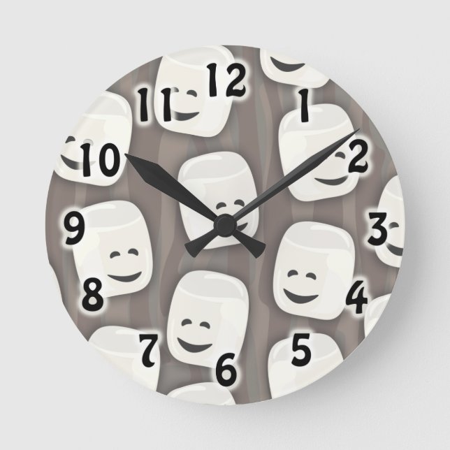 Viele Marshmallows Muster Runde Wanduhr (Vorderseite)