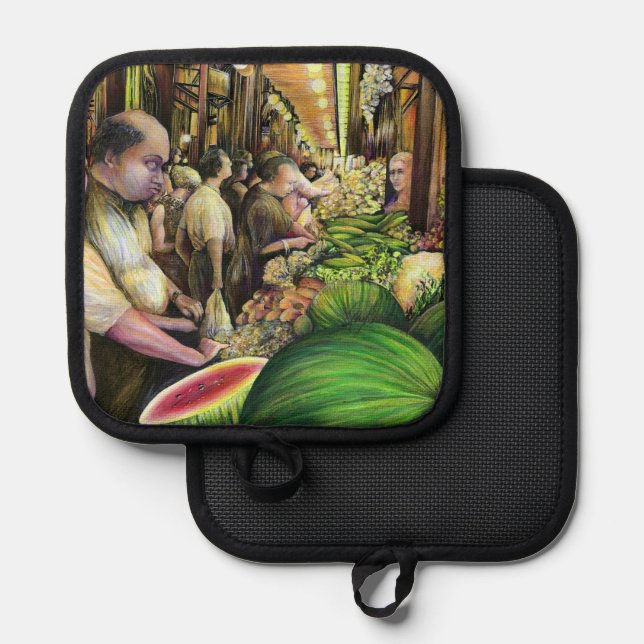 Viele Melonen, viele Männer Topflappen (Vorderseite/Rückseite)