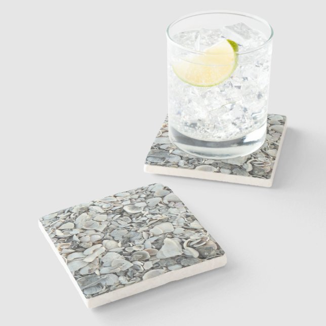 Viele Muscheln Steinuntersetzer (Seitenansicht)