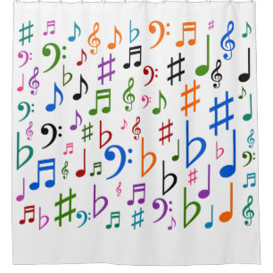 Viele Musikalische Noten und Symbole Duschvorhang