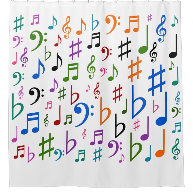 Viele Musikalische Noten und Symbole Duschvorhang (Vorderseite)