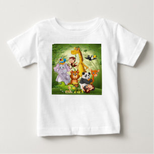 Viele Niedliche Tiere Bamboo-Wald Baby T-shirt