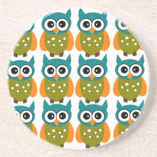 Viele Niedliche und farbenfrohe Owls Muster Getränkeuntersetzer (Vorne)