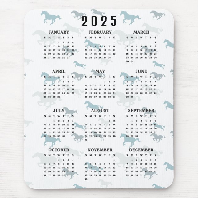 Viele Pferde Design 2025 Kalender Mousepad (Vorne)