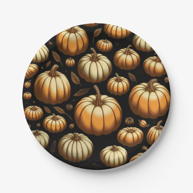 Viele Pumpkins Pappteller (Vorderseite)