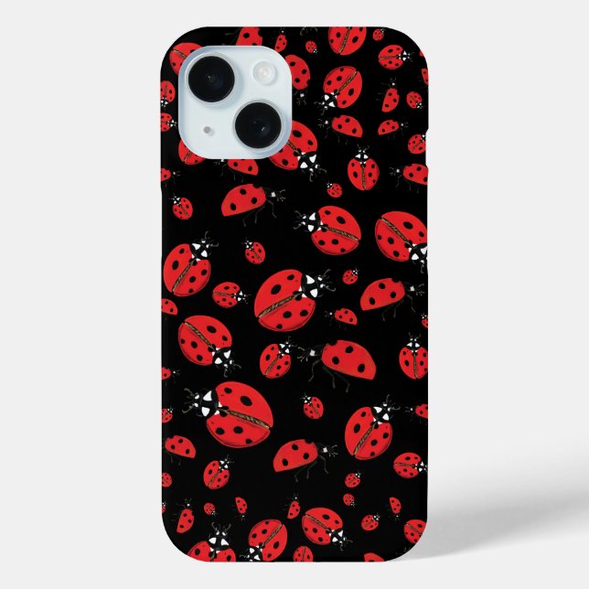 Viele Red Ladybugs Lucky Pattern Black Case-Mate iPhone Hülle (Rückseite)